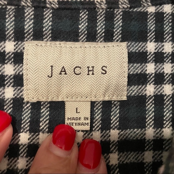 Jachs Flannel Button Shirt‎ Men’s Large Thick Heavy Long Sleeve Plaid Green​ - Picture 6 of 10